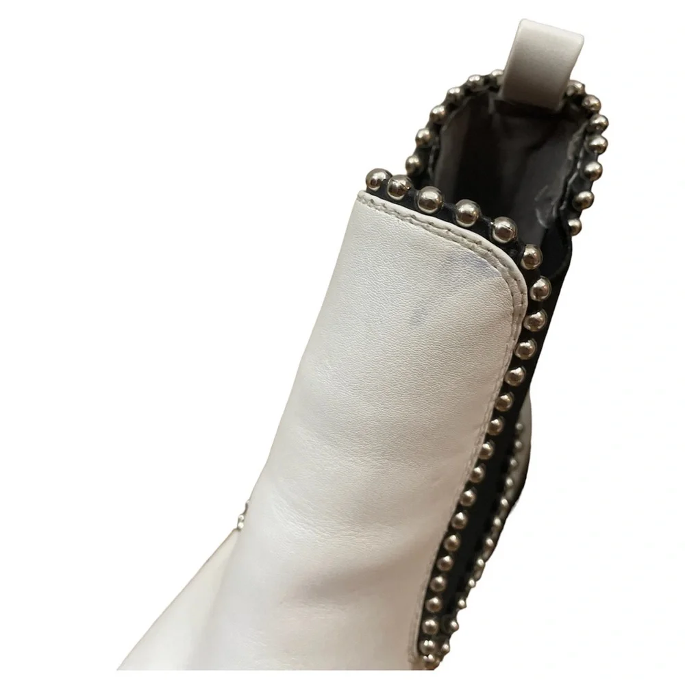 Seven Dials Shelley White Studded Chelsea Boots Size 9